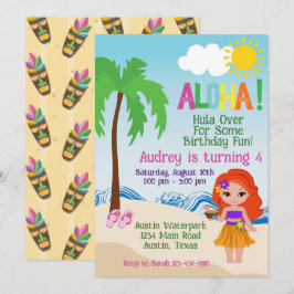 Tropiskt strand Aloha Luau-födelsedagsinbjudan Inbjudningar