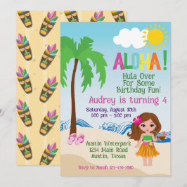 Tropiskt strand Aloha Luau-födelsedagsinbjudan Inbjudningar