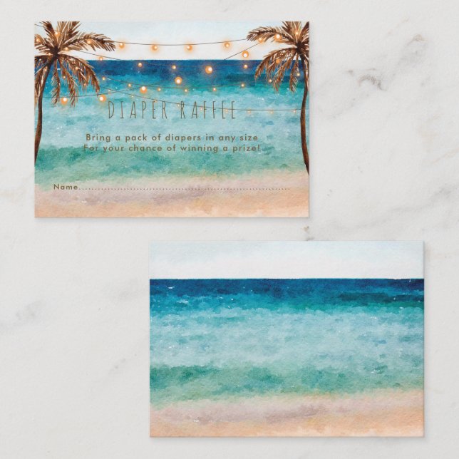 tropiskt strand Diaper Raffle-kort Tilläggskort (Fram/baksida)