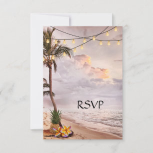 Tropiskt strand- eller destinationsbröllop RSVP-ko OSA Kort
