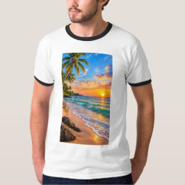 Tropiskt strand solnedgångslandskap t shirt