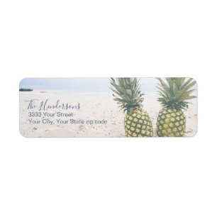 Tropiskt strandananas returadressetikett returadress etikett