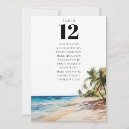 Tropiskt strandbord nummer sittplatskarta inbjudningar