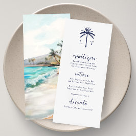 Tropiskt strandmonogram bröllop vid havet meny