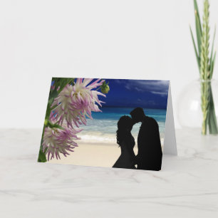 Tropiskt strandpar tack kort