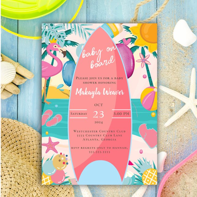 Tropiskt strandstrand, handflatan träd Baby Shower Inbjudningar (Skapare uppladdad)