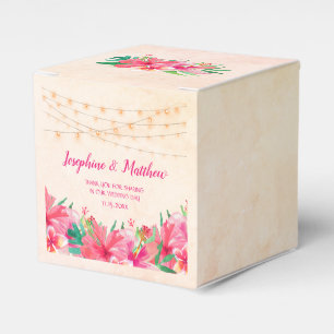 Tropiskt String Ljus Blommigt Watercolor Bröllop Presentaskar