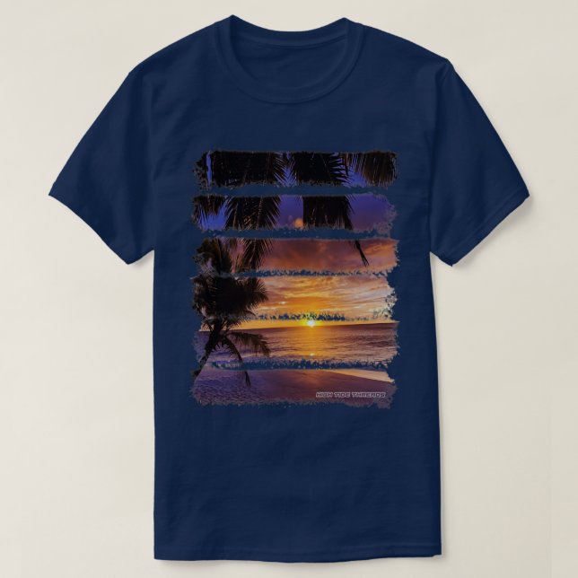 Tropiskt sunset Beach Handflatan Träd Ocean Sand T Shirt (Design framsida)