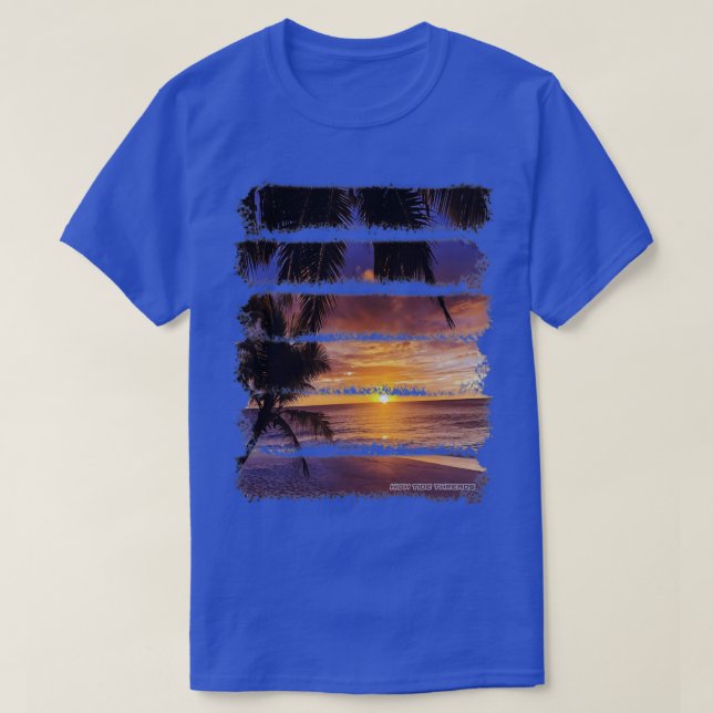 Tropiskt sunset Beach Handflatan Träd Ocean Sand T Shirt (Design framsida)