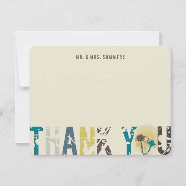 Tropiskt Sunset Handflatan Träd Photo Bröllop Tack (Framsida)