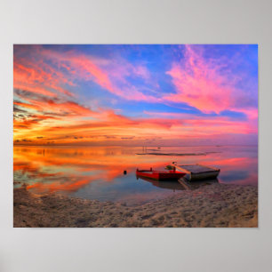 Tropiskt sunset Ocean Beach Poster