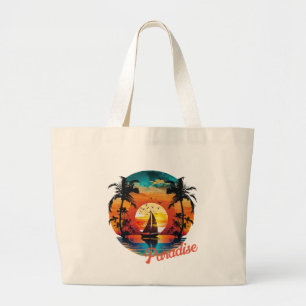 Tropiskt sunset Sailing Beach Handflatan Jumbo Tygkasse