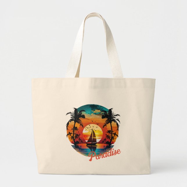 Tropiskt sunset Sailing Beach Handflatan Jumbo Tygkasse (Framsidan)