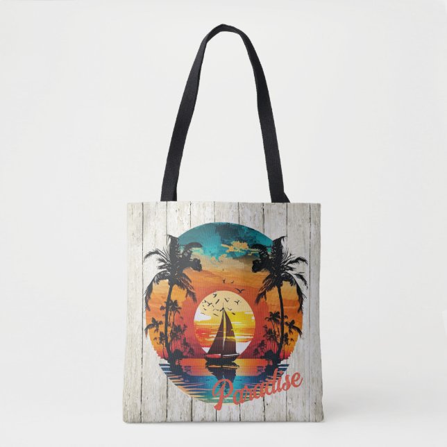 Tropiskt sunset Sailing Beach Handflatan Tygkasse (Framsida)