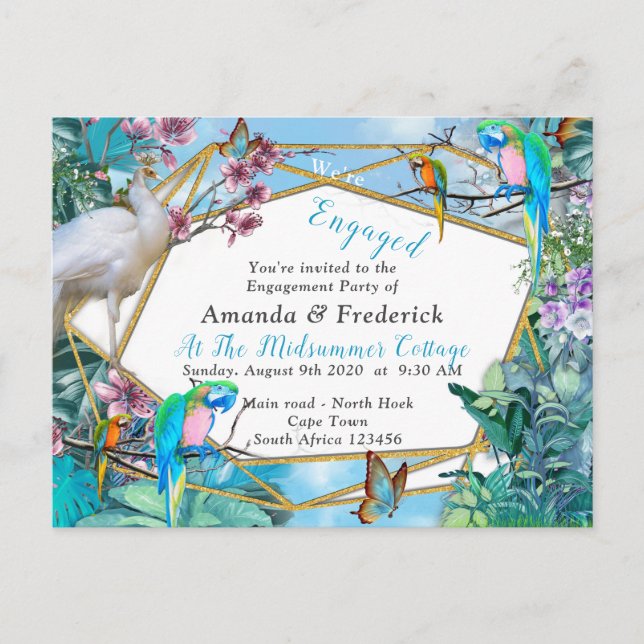 Tropiskt surrealistiskt liggande inbjudan vykort (Framsida)