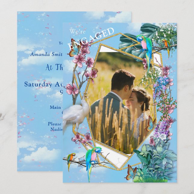 Tropiskt surrealistiskt liggande inbjudningar (Fram/baksida)