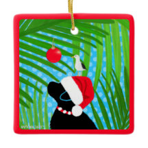 Tropiskt Svart lab jultomtens Hund Ornament