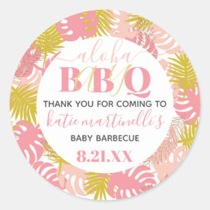 Tropiskt Tack för BBQ Baby Shower Runt Klistermärke