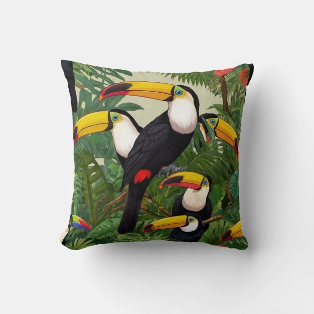 Tropiskt teaterbruk: Toucans i regnskogen Kudde (Framsida)