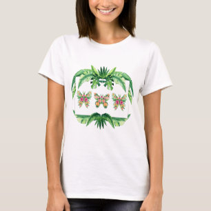 Tropiskt Tee för henne med Blommigt Butterflies