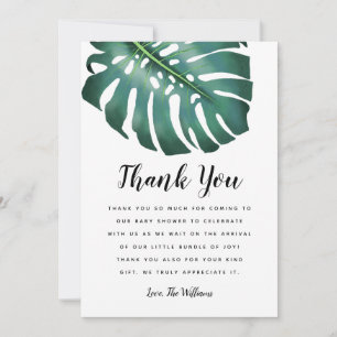 Tropiskt tema Baby Shower Greenery Tack Kort