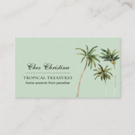 Tropiskt tema för vattenfärgen Handflatan Träd Visitkort