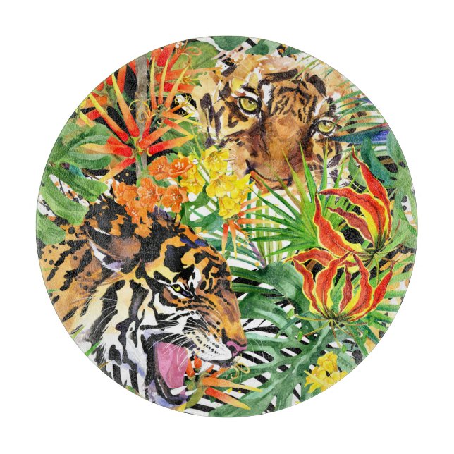 Tropiskt tigervatten, vattenfärg Jungle Mönster (Framsidan)