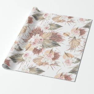 Tropiskt torkat Handflatan Lämnar flytande Blommi Presentpapper
