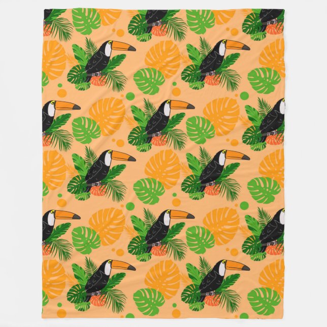 Tropiskt Toucan Bird Seamless Mönster Fleecefilt (Framsidan)