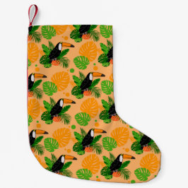 Tropiskt Toucan Bird Seamless Mönster Liten Julstrumpa