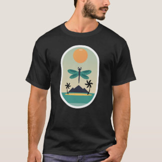 Tropiskt Trollsländesolnedgång Retro Öar Atmosfär T Shirt