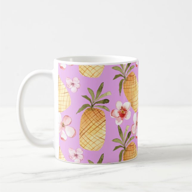 Tropiskt tryck av retro-ananas kaffemugg (Vänster)