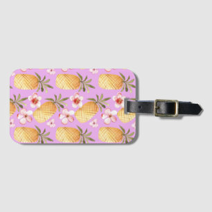 Tropiskt tryck av retro-ananas på lilak-bakgrund bagagebricka