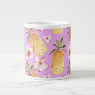 Tropiskt tryck av retro-ananas på lilak-bakgrund jumbo mugg