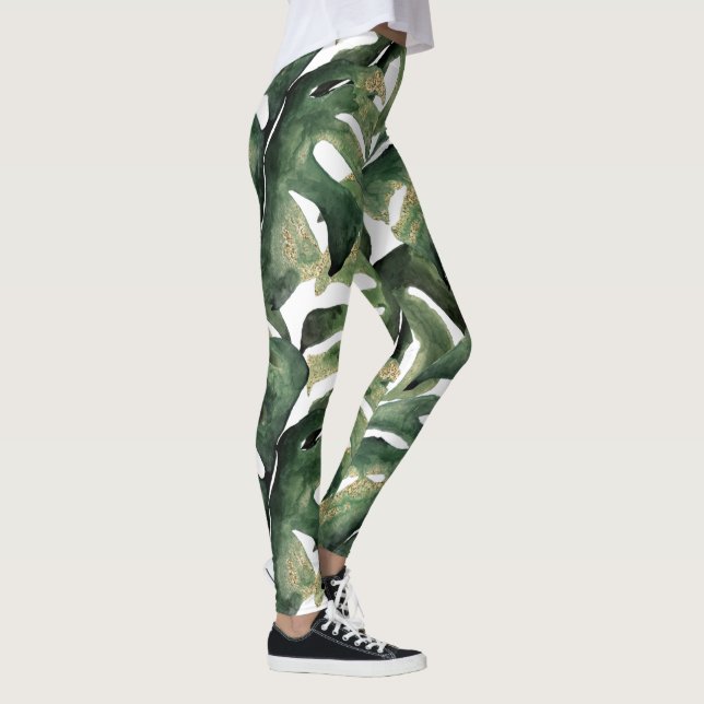 Tropiskt tryck i vattenfärg leggings (Höger)