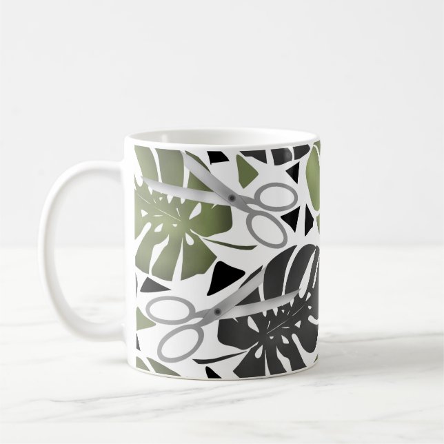 Tropiskt tryck monstera blad sax djungel exotisk kaffemugg (Vänster)