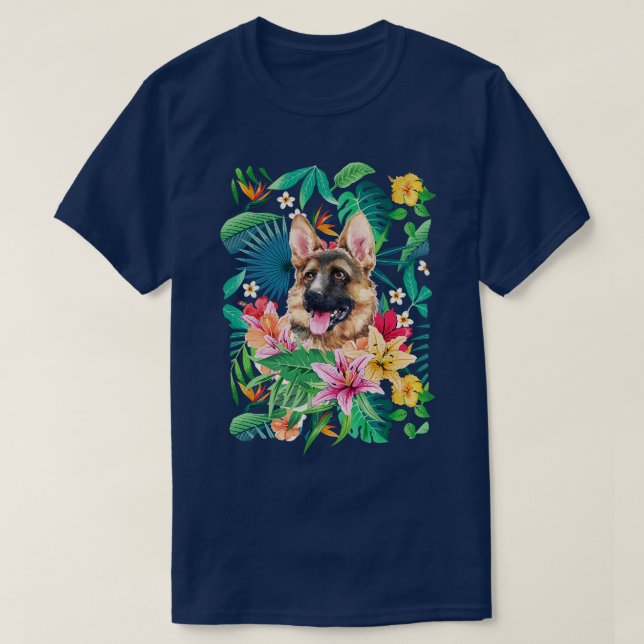 Tropiskt tyskt shepherd Hund 1 T Shirt (Design framsida)