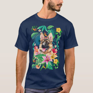Tropiskt tyskt shepherd Hund 1 T Shirt