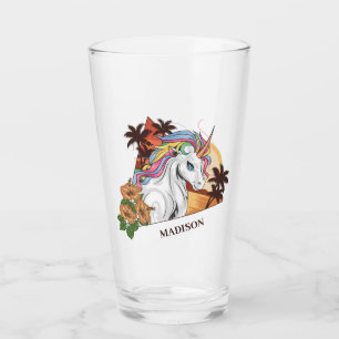 Tropiskt Unicorn-namn och text Glaskopp