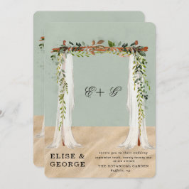 Tropiskt unikt Bröllop för persikovit kanopi Inbjudningar