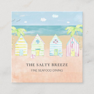 *~* Tropiskt utfall av Hut Sea Sand Bucket Dining  Fyrkantigt Visitkort