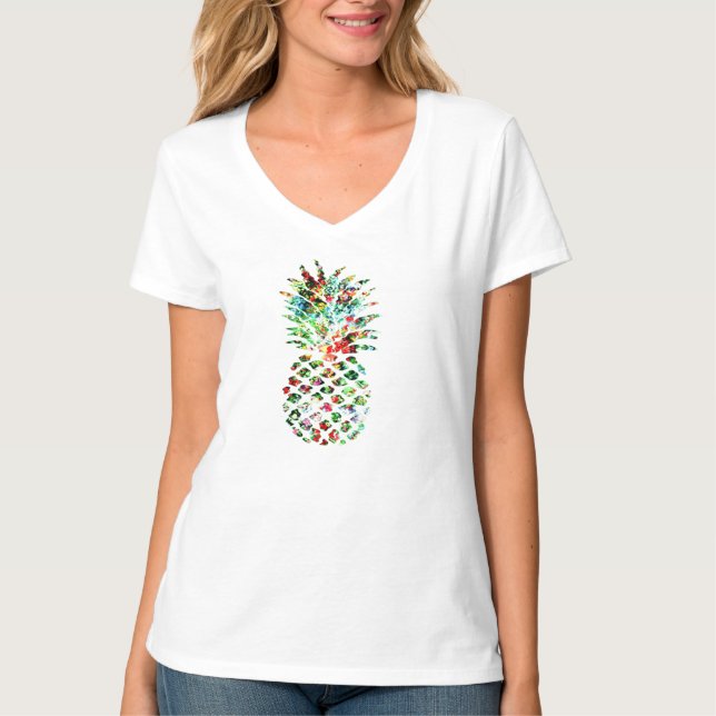 Tropiskt utskrift av färglös ananas tee (Framsida)