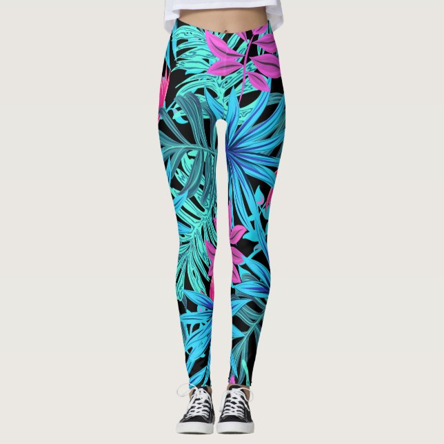 Tropiskt utskrift leggings (Framsida)