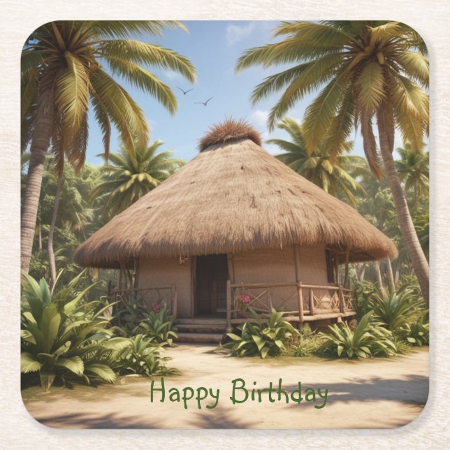 Tropiskt vaccinationsfödelsedag underlägg papper kvadrat (Framsidan)