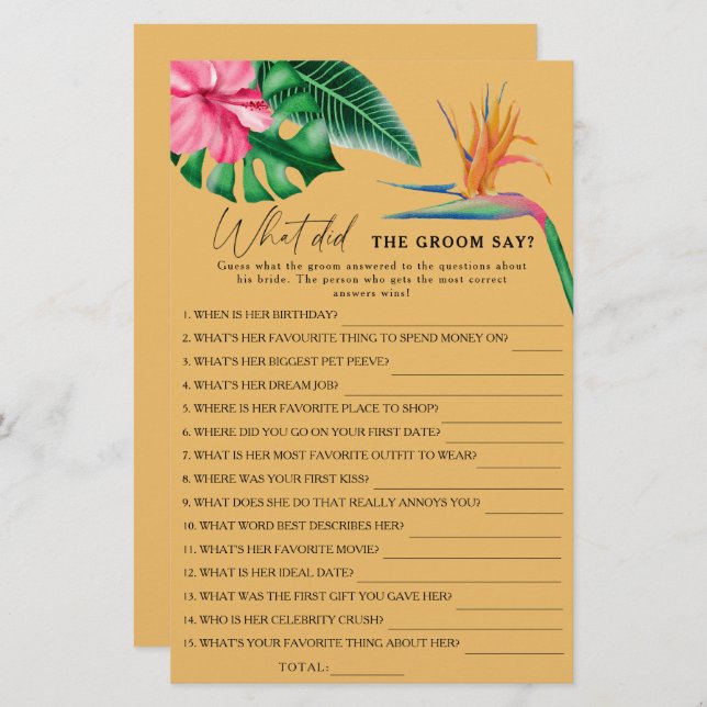 Tropiskt - vad sa möhippa-spel? (Fram/baksida)