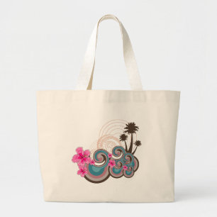 Tropiskt Vågar Shock rosa Hibiscus Beach Handflata Jumbo Tygkasse