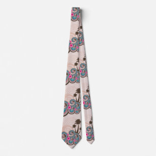 Tropiskt Vågar Shock rosa Hibiscus Handflatan Träd Slips