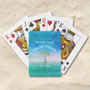 Tropiskt Välkommen Ocean Blå Grön Strand Hus Casinokort