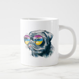 Tropiskt valp med vattenfärg jumbo mugg