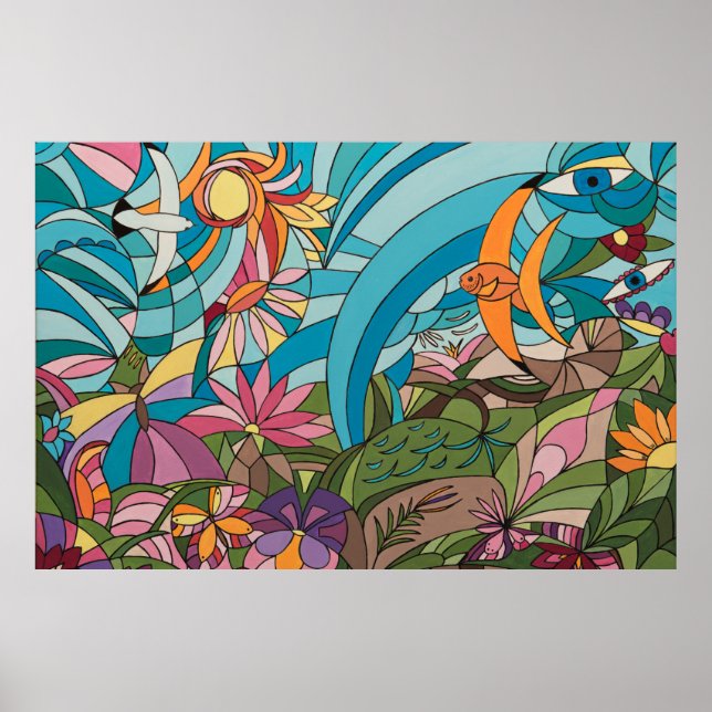 Tropiskt världsglas för nedfläckad stil poster (Framsidan)